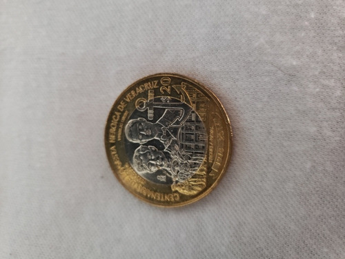 Imagen 2 de 2 de Moneda Centenario De La Gesta Heroica De Veracruz-2014