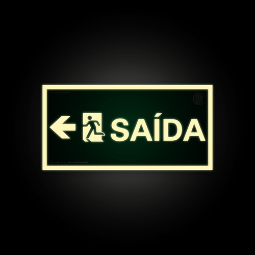 Placa Pvc2mm 30x15cm Saída De Emergência À Esquerda S13e