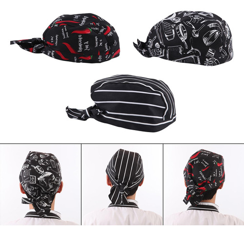 3 Gorros De Chef, Pañuelo For La Cabeza, Gorros De