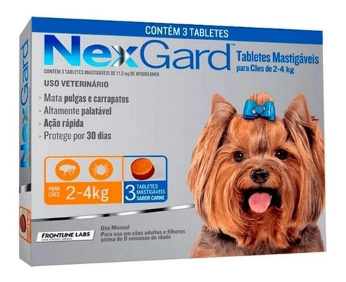 Antipulgas Nexgard P 2 A 4 Kg Caes - Combo 3 Tabletes