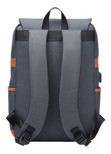 Imagen 5 de 10 de Mochila Para Notebook 15.6 Puerto De Carga Usb Doble Cierre