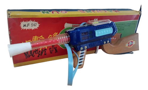 Juguete Antiguo Espacial Metralleta Chapa Fricción Funciona
