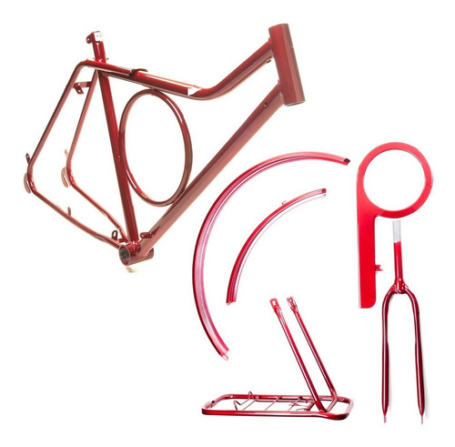 Quadro E Garfo Potenza Contra Pedal Kit Completo - Wrp Cor Vermelho
