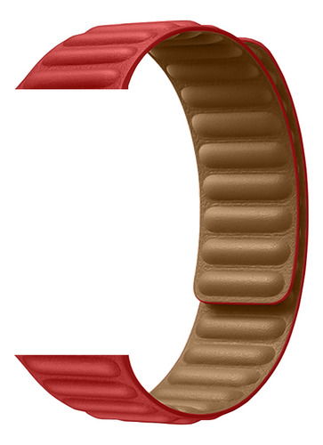 Pulseira Magnética De Couro Compatível Com Watch Series 9 Se Cor Vermelho