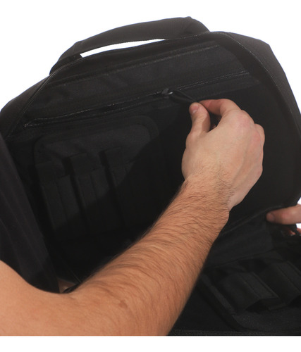 Bolso Táctico Reforzado Porta Pistolas Con Organizador Color Negro