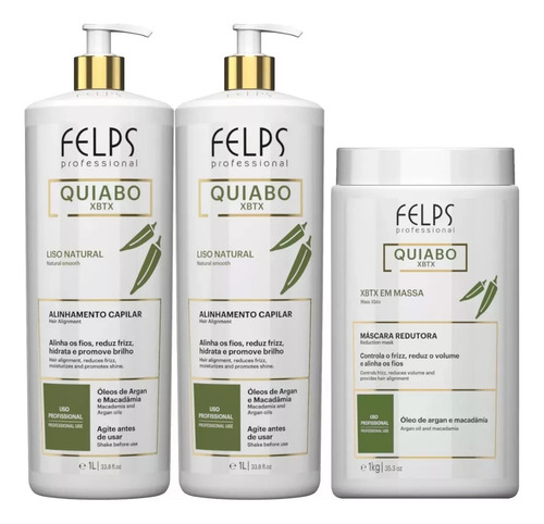 Kit Felps Progressiva Quiabo 2x1l + Redutor De Volume 1kg