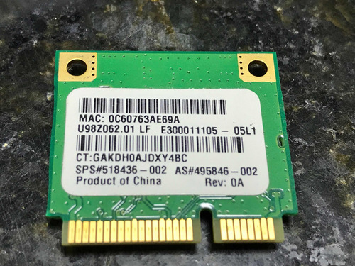 Placa Wi-fi Hp Pavillion Dv4-2014br Nb Pc Br2 Amd(#0387) (Usado)