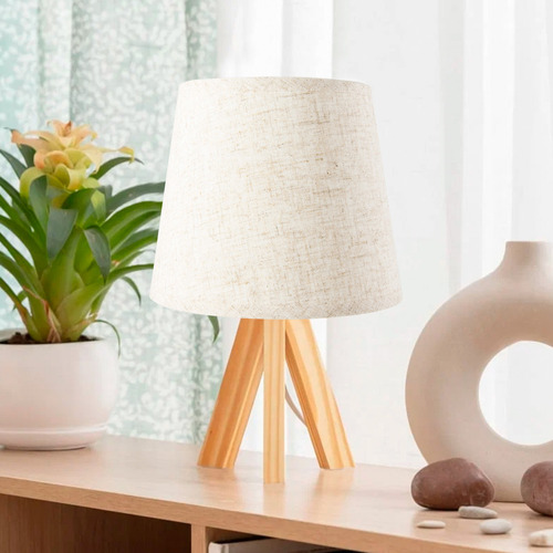 Lámpara De Mesa Con Patas De Madera, Rosca E27