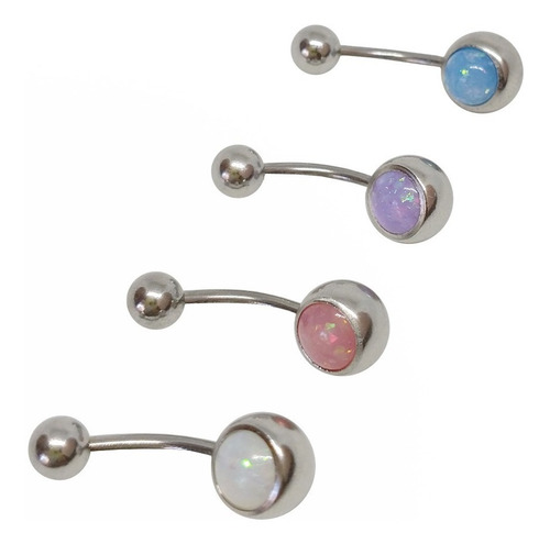 1 Piercing Ombligo Acero Quirurgico Con Opalo Colores Color Lila