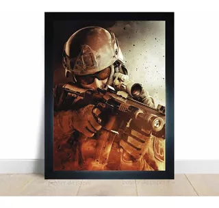 Quadro Call Of Duty Gamer Emoldurado Poster A3 45x33 Cm