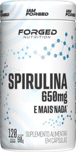 Espirulina Premium 650 mg 120 cápsulas veganas, sabor Forged Nutrition sin sabor