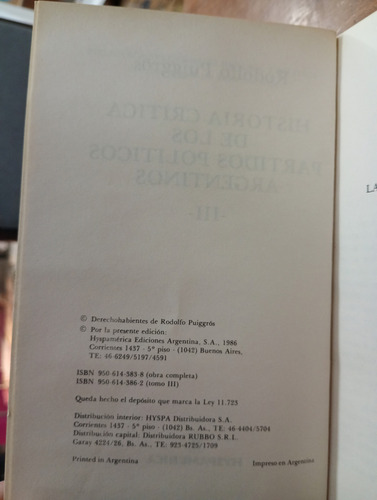 Historia Crítica De Los Partidos Políticos Iii (..) 1986 (Usado)
