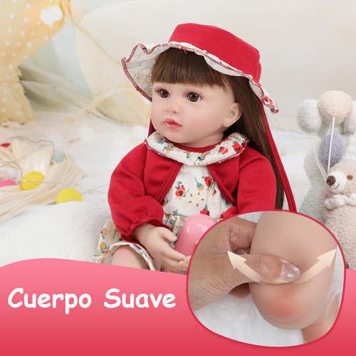 Muñeca De Bebé Reborn Bebé Niña De Silicona Y Algodón 55cm