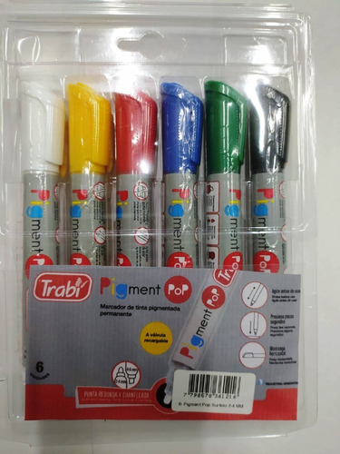 Combo 6 Marcadores De Tinta Pigmentada Pigment Pop Trabi Per