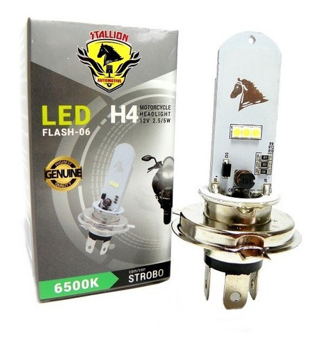 Lâmpada Farol Led H4 Com Strobo Motos Stallion