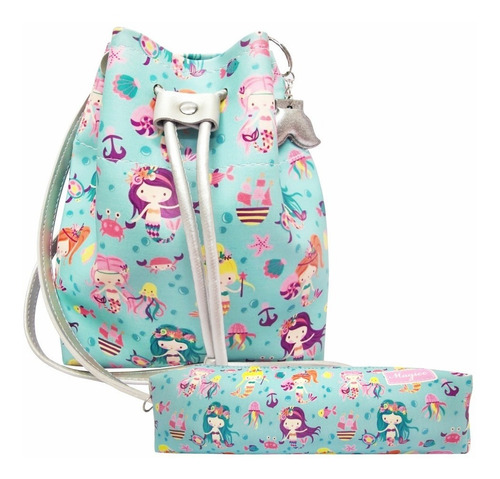 Kit Bolsa E Estojo Infantil Sereias, Magicc Kids 891