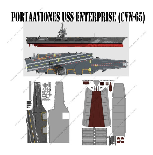 Portaaviones Uss Enterprise (cvn-65) Papercraft 1/800