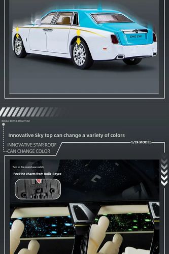 Modelo De Coche Rolls Phantom Alloy De 1:24 Pulgadas, Modelo