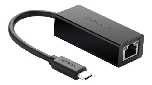 Adaptador De Red Rj45 A Tipo C Ethernet 1000mbps Gigabit Color Negro