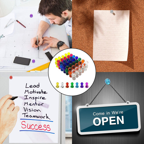 50x Push Pin Magnets Plastic Whiteboard Tools