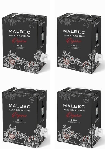 Vino Piedra Negra Malbec Bag In Box Organico Caja 4x3lts