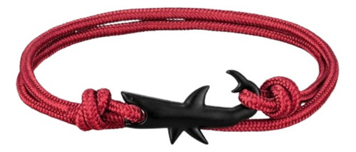 Pulsera Moda Cuerda Ajustable Tiburón Aventura Rojo