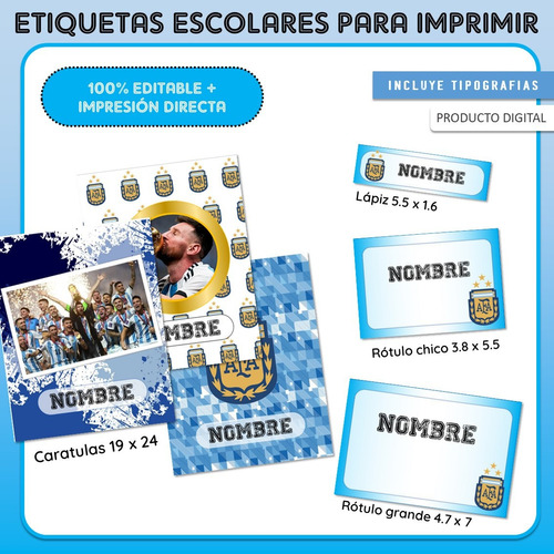 Pack Imprimible Etiquetas Escolares Argentina