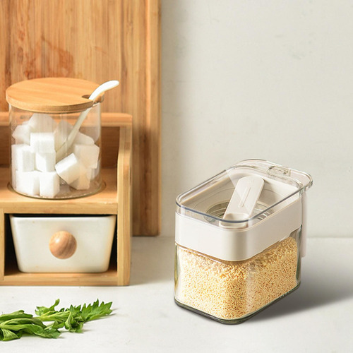 Recipiente De Sal De Vidrio Con Cuchara Tarro De Sal Con Tap