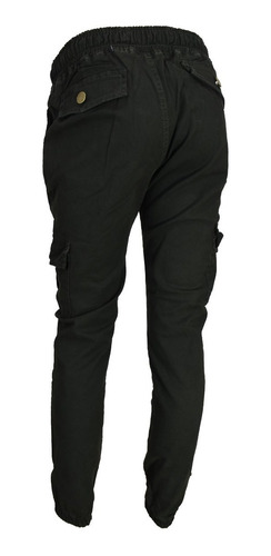 Imagen 3 de 3 de Pantalon Cargo Niños Gabardina Elastizada Jogger Bolsillos