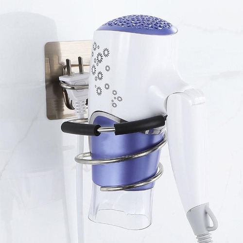 Imagen 4 de 9 de Soporte Adhesivo Espiral De Acero Inox Para Secador De Pelo