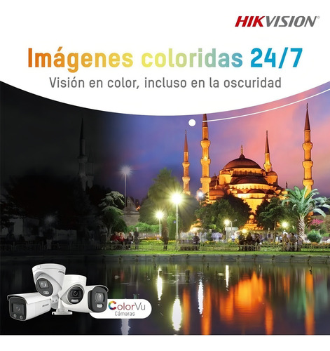 Câmera IP Hikvision Colorvu Dome 2mpx 1080p em cores 24h