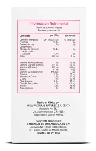 Antioxidantes Aminoácidos Para Cabello Y Uñas 30 Tabletas
