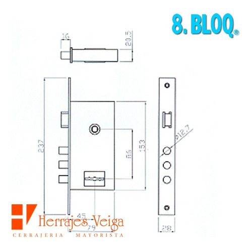 Imagen 5 de 10 de Cerradura Para Puerta 8bloq 09 Consorcio 5 Llaves Refor