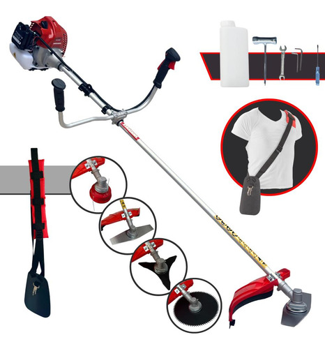 Podador De Grama Gasolina Kawashima Bcj431 1,7hp + Kit Facas