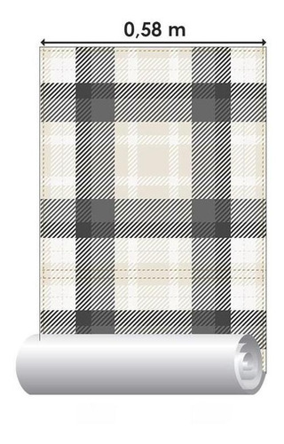 Imagem 3 de 5 de Papel De Parede Adesivo Xadrez Grande Preto N06233 Rolo De 0