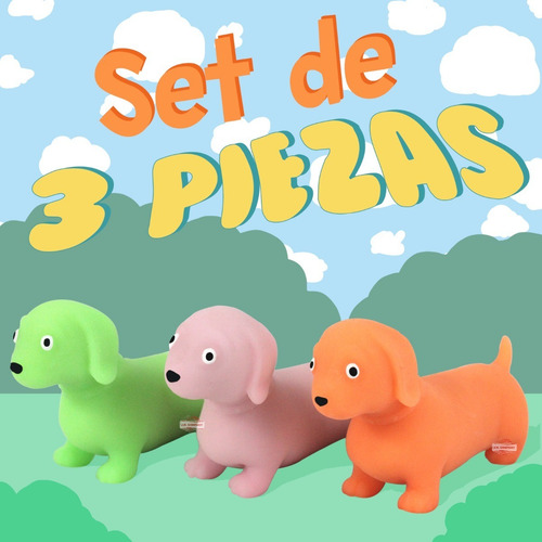 Imagen 6 de 9 de Set 3 Pcs Perrito Squishy Arena Antiestres Moldeable Ptq-011