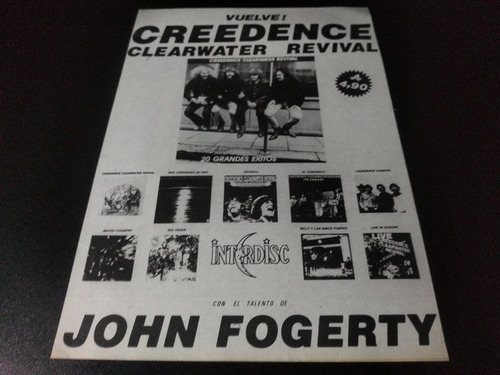 (pd130) Publicidad Creedence * 20 Grandes Exitos * 1984