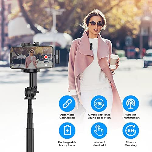 Gimpro Wireless Lavalier Microphone Para iPhone, Micrófono C
