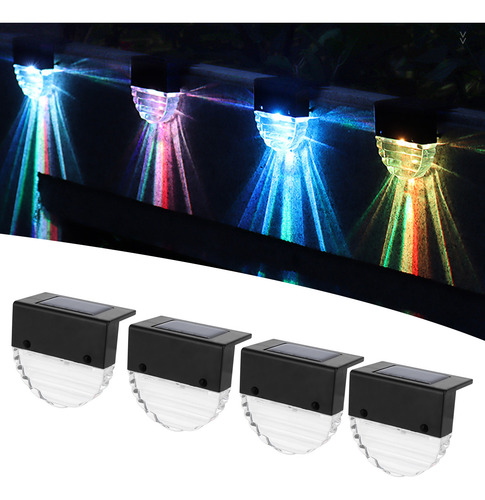 Luces Solares De Terraza, 4 Unidades, Led, Coloridas, Imperm