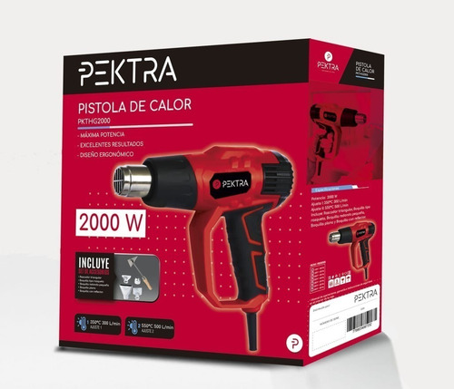 Imagen 8 de 10 de Pistola De Calor Aire Caliente Pektra 2000w Kit 5 Accesorios