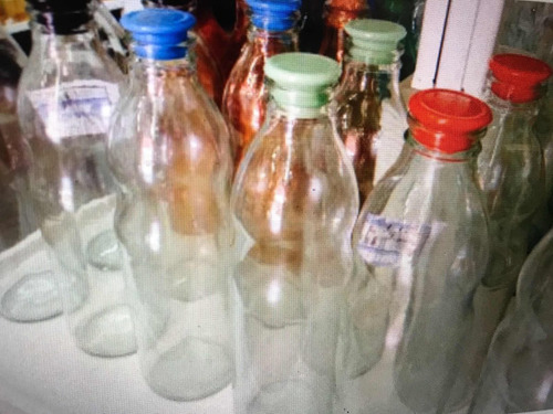 Botella Vidrio Salsa P/agua X 1 Lts Tapon Color A Eleccion