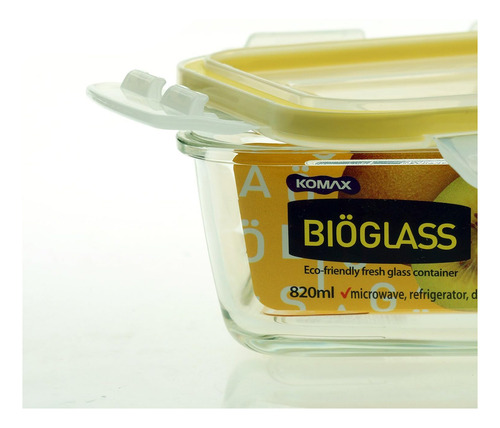 Contenedor Rectangular Con Tapa Vidrio 820ml Komax