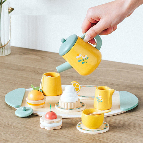 Juego De Fiesta De Té De Madera, Decoración Para Casa De