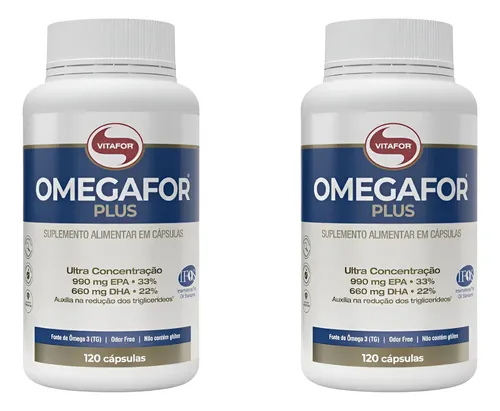 Kit 2 Vitafor Ômegafor Plus 120 Cápsulas - Selo Ifos Sabor Sem Sa...