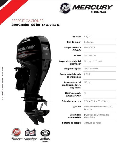 Imagen 4 de 5 de Motor Mercury 60 Elpt 4s Efi (4 Tiempos)