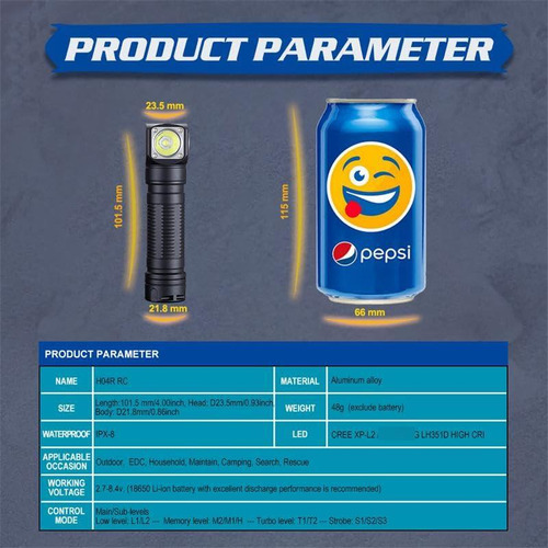 Linterna Frontal Recargable Usb 850 Lúmenes Impermeable Color De La Luz Color De La Linterna