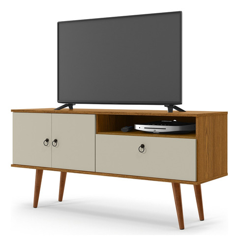 Rack Retrô Porta Basculante Tv 55 Polegadas Decoração Sala