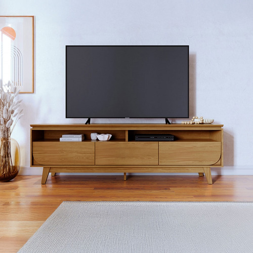 Rack Para Tv Até 75 Polegadas Selene 3 Gavetas Cumaru - Cor Marrom-escuro