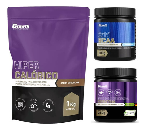 Hipercalórico + Bcaa 2:1:1 + Creatina - Growth