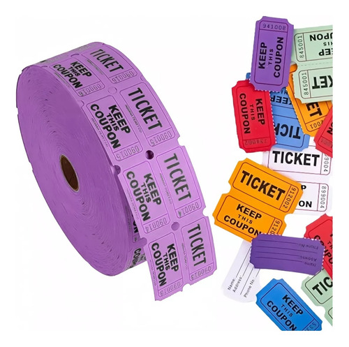 2000 Tickets En Rollo Foliado Boletos Entradas Fiesta Púrpura